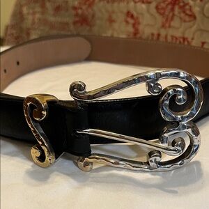 Brighton Black Leather Belt with Silver Buckle